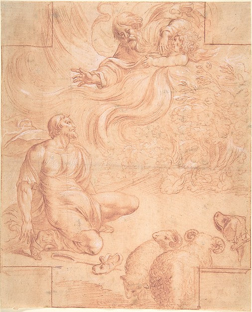 God Appearing to Moses c1632-Pierre Brebiette,16x12"(A3)Poster