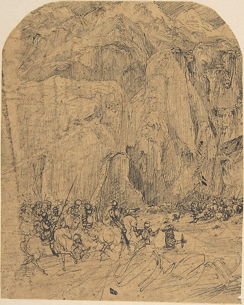 Warriors in a Mountain Pass-Rodolphe Bresdin, Poster Print