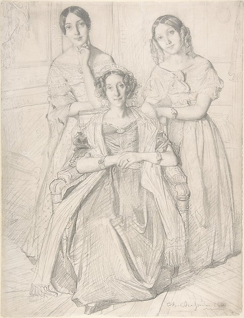 The Baroness Duperré and Her Daughters 1841-Théodore Chasséria,16x12"(A3) Poster