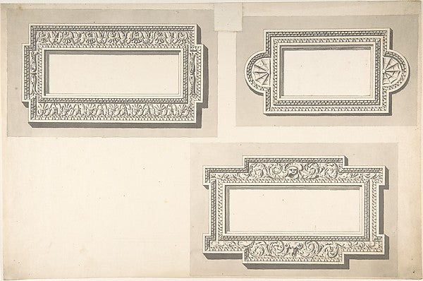 Design for Three Stucco Frames c1750–55-Sir William Chambers,,16x12"(A3)Poster