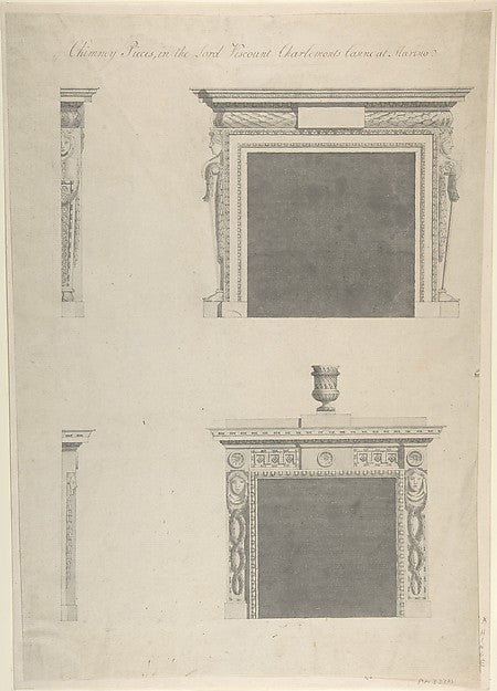 Designs for Two Chimney-pieces in Lord Viscount Charlemont's C,16x12"(A3)Poster