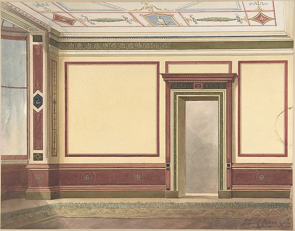 Dining Room Elevation in a Simplified Third Pompeian Style c18, Poster Print Wall Art