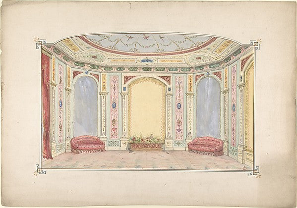 Design for a Room Decorated as an Aviary 1850–1919-John Dibble, Poster Print Wall Art
