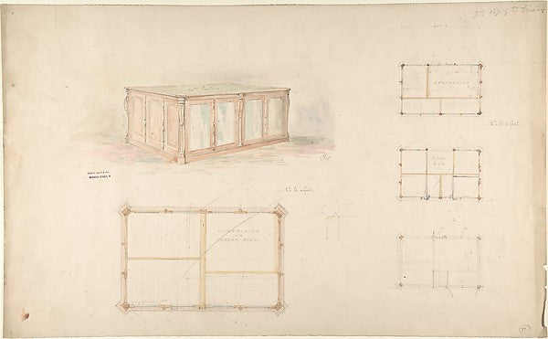 Design for desk and/or portfolio cabinet 19th cent-John Gregor, Poster Print Wall Art