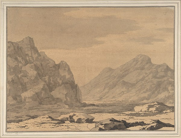 Landscape with Riverbed and Mountains 1735–86-Alexander Cozens, Poster Print