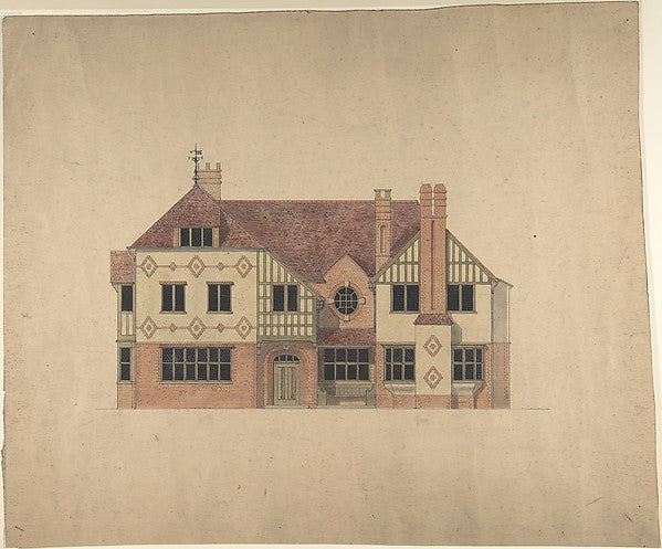 Orange Brick Half-timbered house late 19th–early 20th cent-Er, Poster Print Wall Art