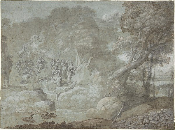 Landscape with Apollo and the Muses 1674-Claude Lorrain , Poster Print Wall Art