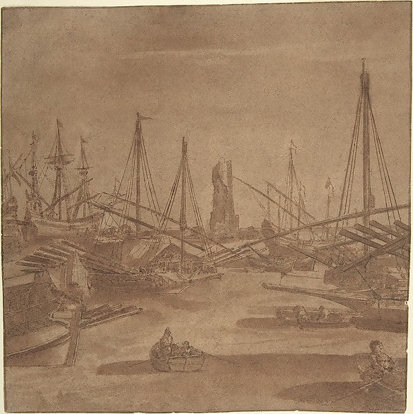 View of Civitavecchia 17th cent-attributed to Claude Lorrain , Poster Print Wall Art