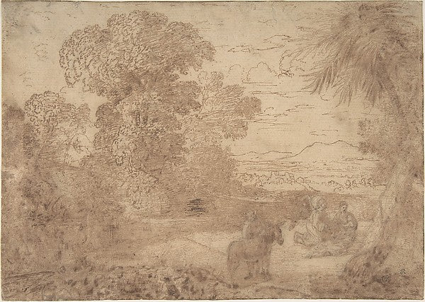 Landscape with the Rest on the Flight into Egypt c1635-Claude,16x12"(A3) Poster