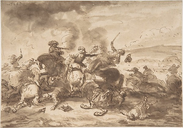 Combat of Cavalry n.d.-After Jacques Courtois , Poster Print Wall Art