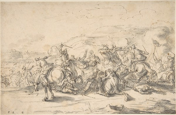 Battle Scene - a Cavalry Engagement 17th cent-Jacques Courtois, Poster Print Wall Art