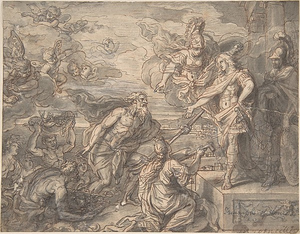 Neptune and other Marine Deities Paying Homage to Louis XIV n., Poster Print Wall Art