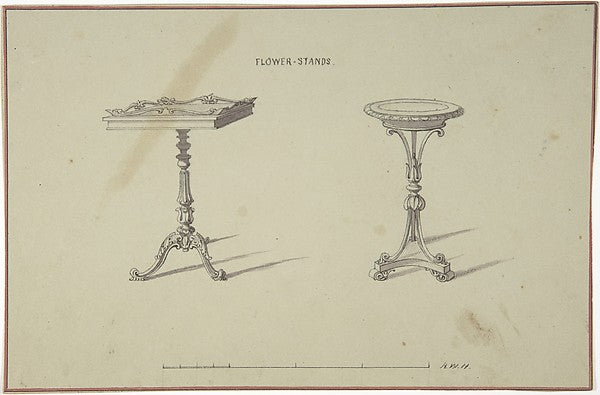Two Designs for Flower Stands 1835–1900-Robert William Hume , Poster Print