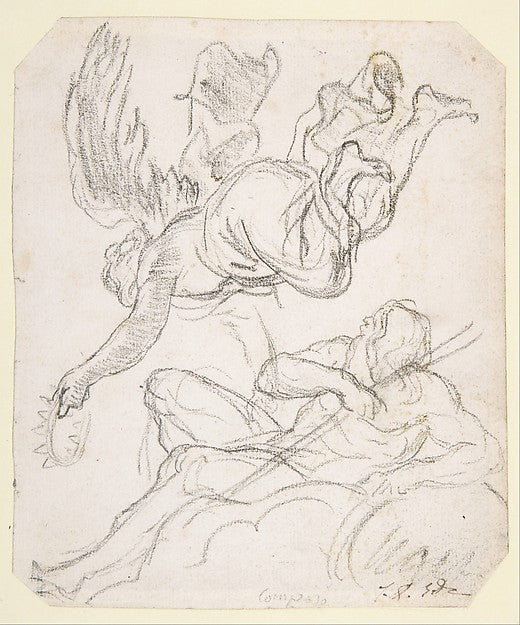 Flying Figure Holding a Crown Reclining River God n.d.-Jacque,16x12"(A3) Poster