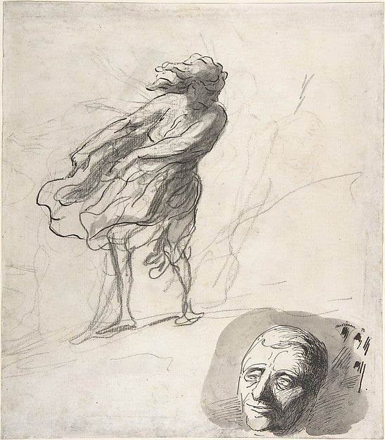 Sheet of Studies with a Dancer 19th cent-Honoré Daumier,16x12"(A3) Poster