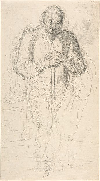 Standing Figure of a Man with a Staff 1825–79-Honoré Daumier,16x12"(A3) Poster