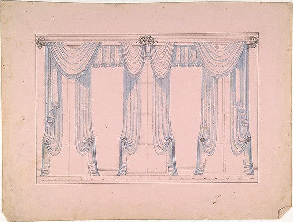 Design for Window drapery 1830–1900-Robert William Hume ,16x12"(A3)Poster
