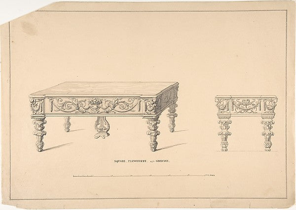 Design for Square Pianoforte Grecian Style 1835–1900-Robert W, Poster Print