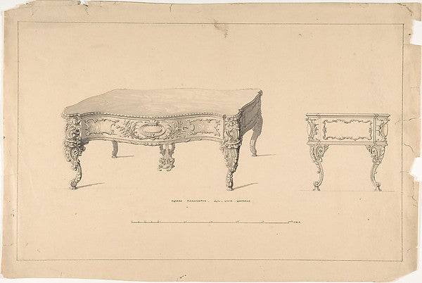 Design for Square Pianoforte Louis Quatorze Style 1835–1900-R, Poster Print