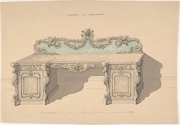 Design for Sideboard Louis Quatorze Style 1835–1900-Robert Wi,16x12"(A3)Poster