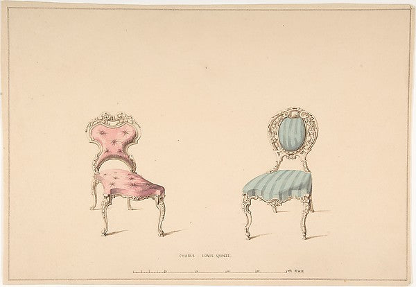 Design for Chairs Louis Quinze Style 1835–1900-Robert William, Poster Print