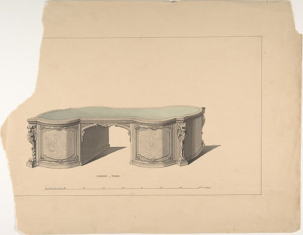 Design for Library Table 1835–1900-Robert William Hume , Poster Print