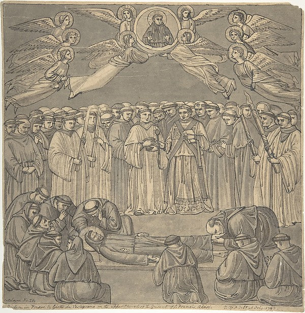 Death of St. Francis after Giotto upper Church S. Francesco, Poster Print Wall Art