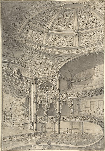 Interior of a theatre 1796–1864-Attributed to David Roberts, Poster Print Wall Art