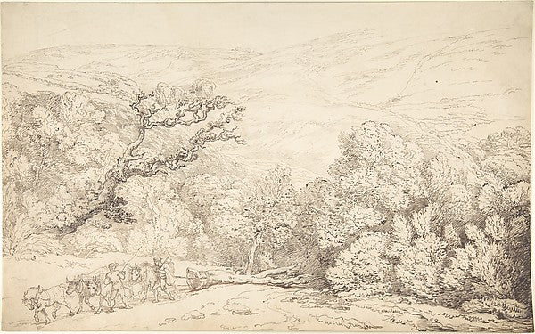 Landscape with Oxen and Felled Tree 1775–1827-Thomas Rowlandso, Poster Print Wall Art