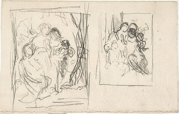 Two studies for a figure composition including three women a, Poster Print Wall Art