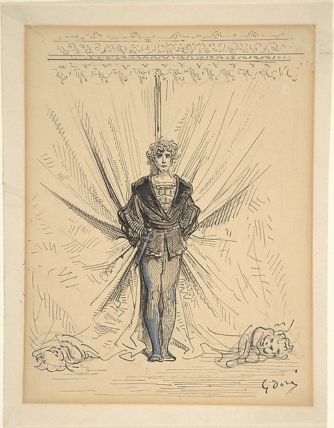 A Costumed Actor in Front of a Curtain-Gustave Doré,16x12"(A3)Poster