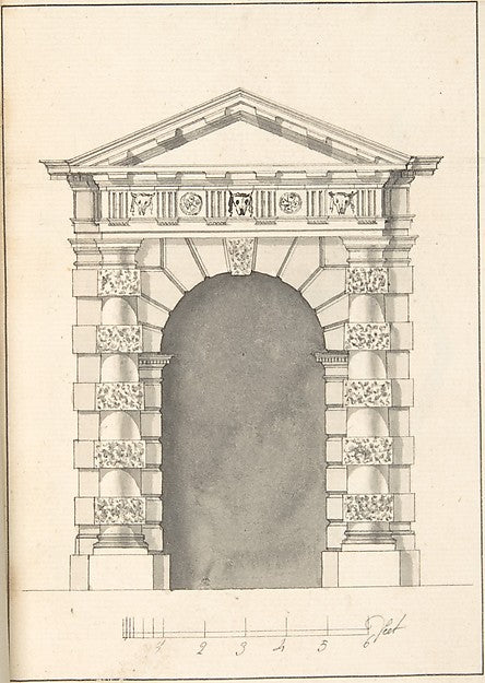 Elevation of Rustic Doric Doorway early to mid-18th cent-After, Poster Print Wall Art