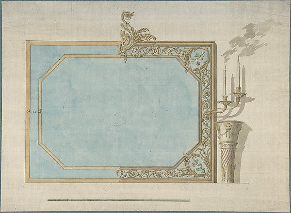 Design for a Oblong Mirror with Sconces late 18th–early 19th c, Poster Print