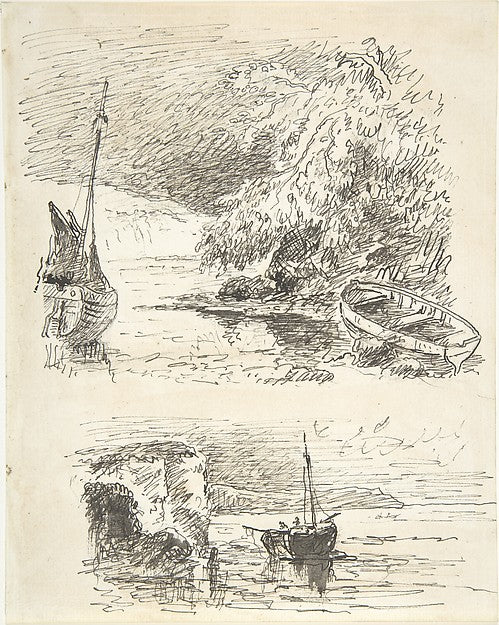 Two Sketches of Boats 19th cent-Anonymous,British,19th cent, Poster Print Wall Art