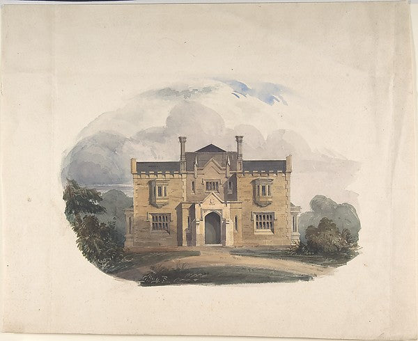 Design for a Tudoresque Villa Elevation 19th cent-Anonymous, ,16x12"(A3)Poster