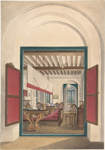 English Interior in India c1825-Anonymous,British,19th cent, Poster Print Wall Art