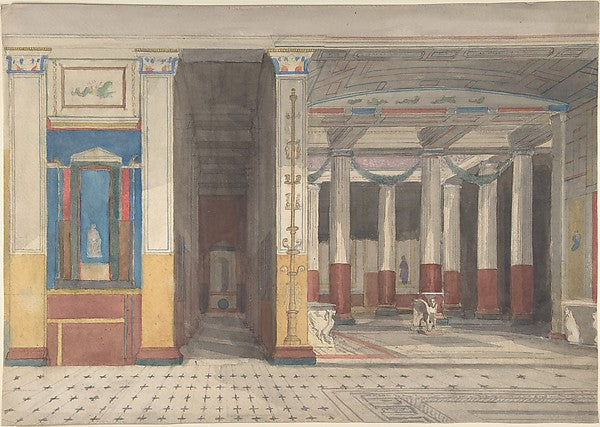 Interior view including atrium of the Pomeian Court at the C, Poster Print Wall Art