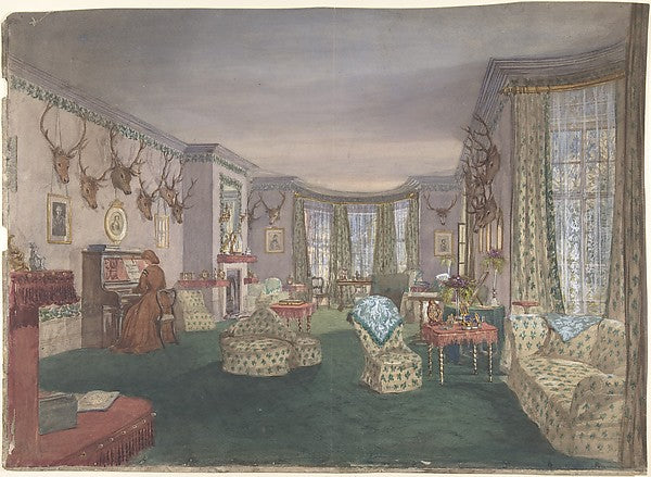 Drawing Room at Mar Lodge Parish of Craithe and Braemar Aber, Poster Print Wall Art