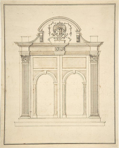 Design for a doorway for a chapel 17th cent-Anonymous,British, Poster Print Wall Art