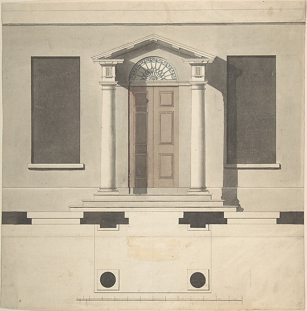 Design for a Doric Porch Plan and Elevation second half 18th, Poster Print Wall Art