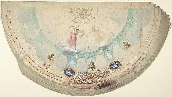 Half of a Circular Ceiling Design with Nymphs 19th cent-Anonym, Poster Print Wall Art