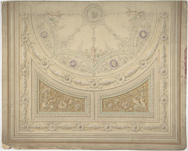 Ceiling Design Half of a Circle 19th cent-Anonymous, British,, Poster Print Wall Art