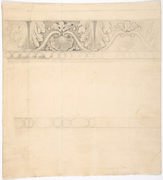 Design for a Frieze with Acanthus and Shell 18th cent-Anonymou, Poster Print Wall Art