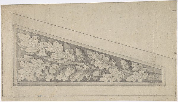 Ornamental Panel with Oak Leaves and Acorns 18th cent-Anonymou, Poster Print Wall Art