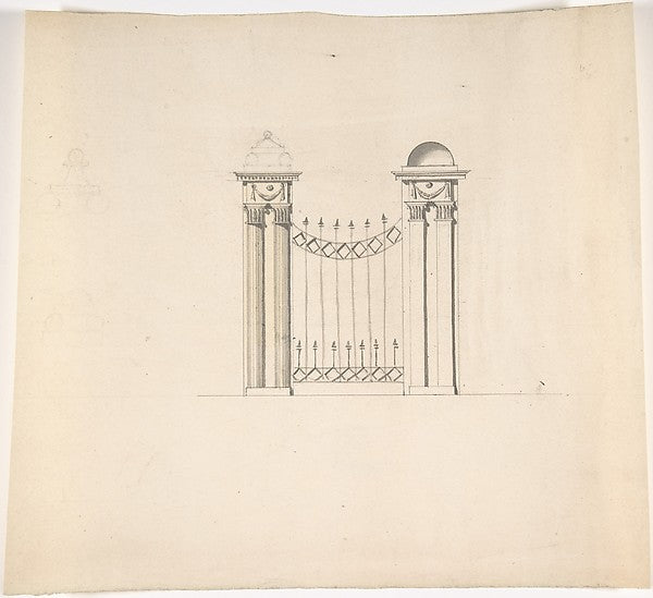 Design for Gate Piers with Paired Pilasters and Domed Caps an, Poster Print Wall Art