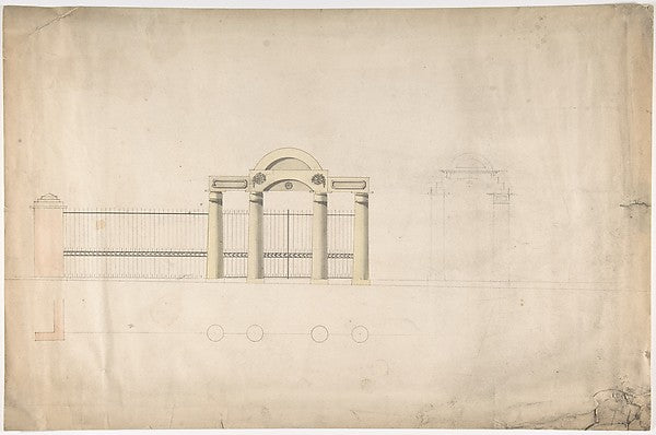 Design for a Greek Revival Entrance Screen Elevation early 19, Poster Print Wall Art
