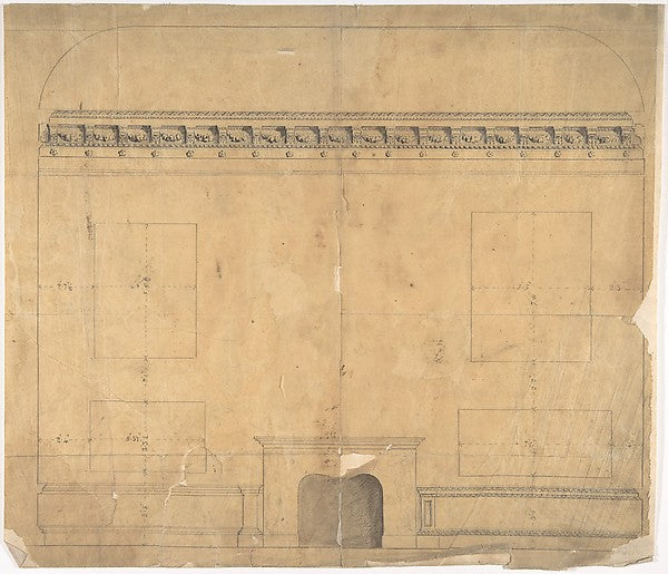 Design for Wall with Chimney Piece 19th cent-Anonymous,Britis, Poster Print Wall Art