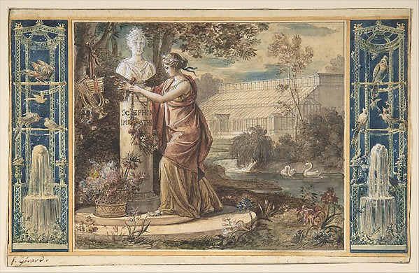 An Allegory of Empress Josephine as Patroness of the Gardens a, Poster Print