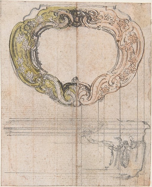 Design for a Cartouche-Shaped Gold Box 18th cent-Hubert Franço,16x12"(A3) Poster