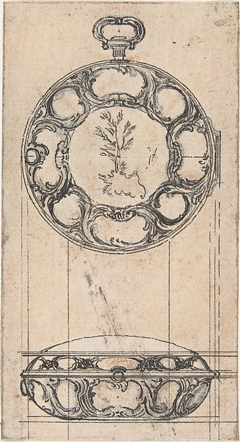 Design for a Gold Watchcase Showing Front and Elevation-Hubert,16x12"(A3) Poster
